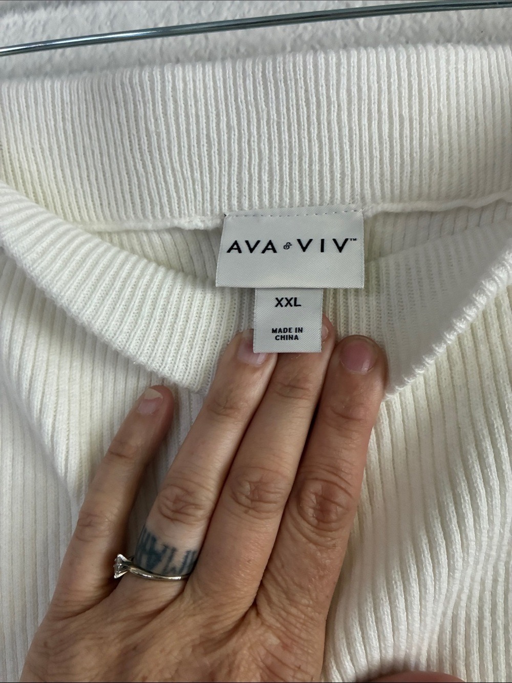 Ava & Viv Cream Rib Knit Midi Skirt 2XL - Picture 4 of 5